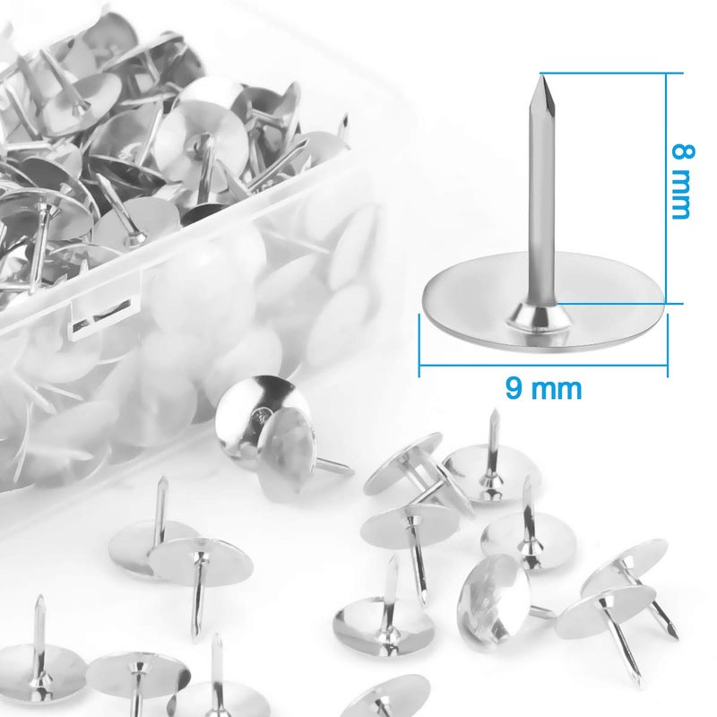 Yalis Thumb Tacks 500-count, 3/8-inch Steel Roundness Push Pins Office Tacks for Corkboard (Silver) - Image 2